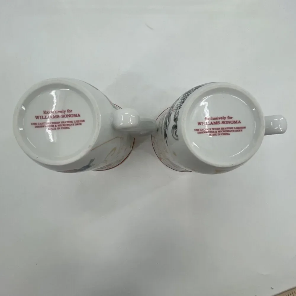 Williams Sonoma Mugs Twas The Night Before Christmas Tree Nutcrackers Set of 2